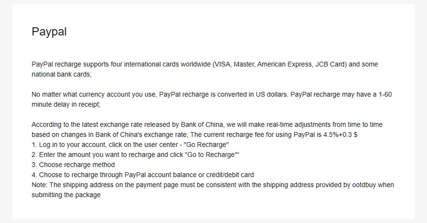 OOTDBUY PayPal funding notice