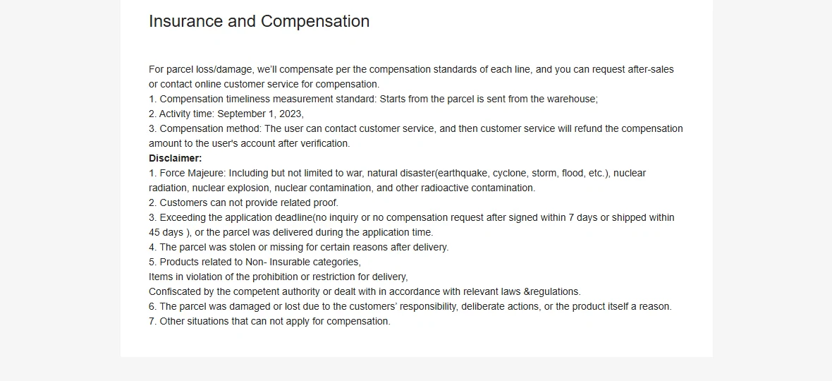 OOTDBUY insurance and compensation policy