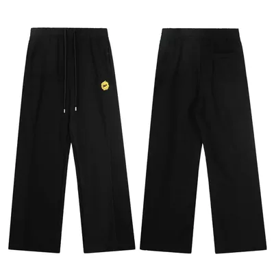 Black wide-leg sweatpants shown front and back on a white background.